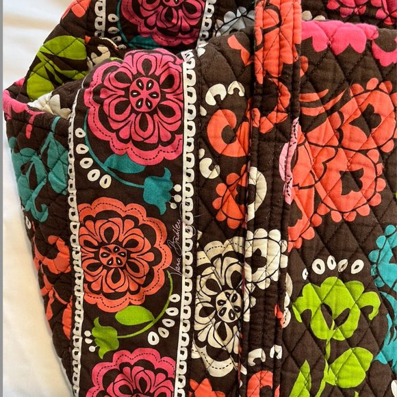 Vera Bradley Medium Duffle Brown Floral - Picture 2 of 5